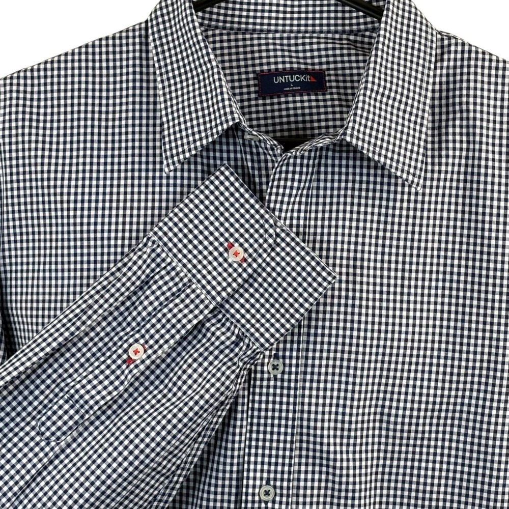 UNTUCKit Slim Fit Large Gingham Check Button Down Long Sleeve Work, Casual Dress